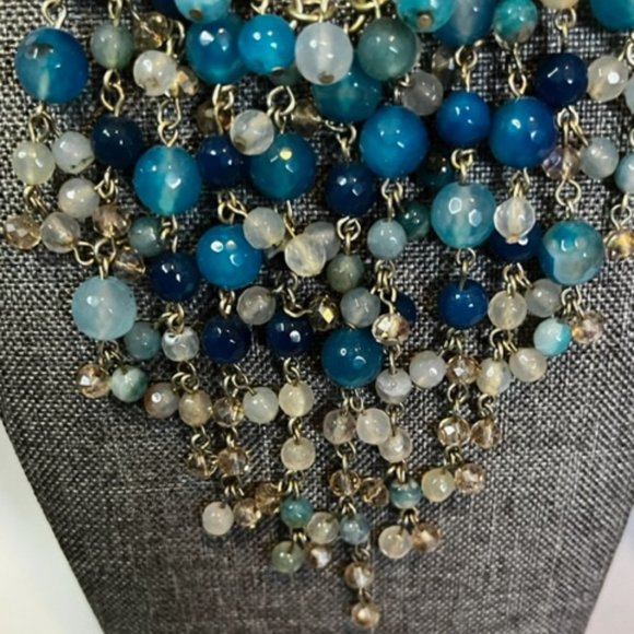 Turquois and Blue Beaded Necklace - Picture 2 of 3